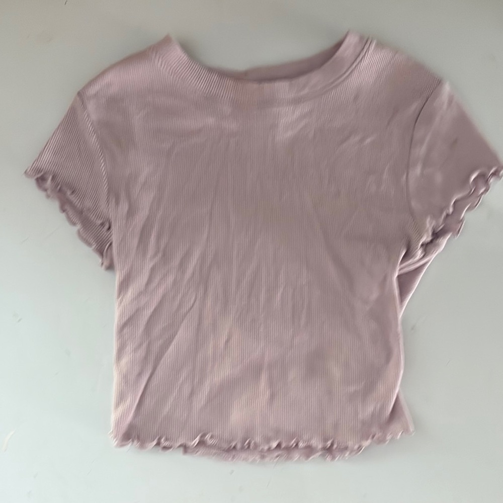 Forever 21 Pink Crop Ruffled T-Shirt